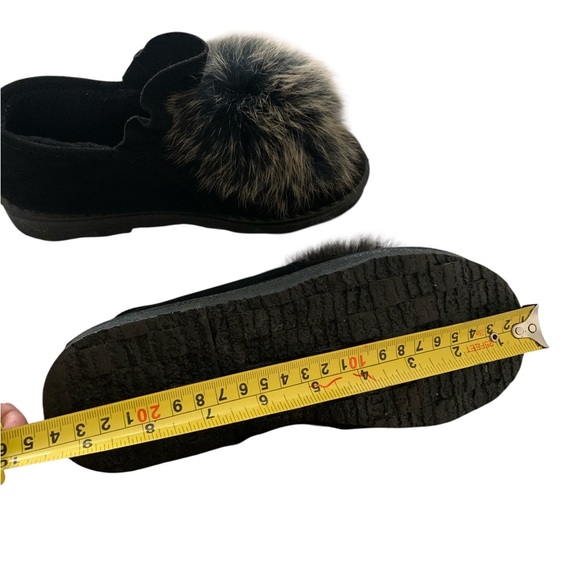 Black Slip-On Shoes with Faux Fur Pom Pom 6 - Picture 10 of 11